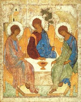 St. Trinity. (St. Andrei Rublev, 15 in.). Tretyakov Gallery.